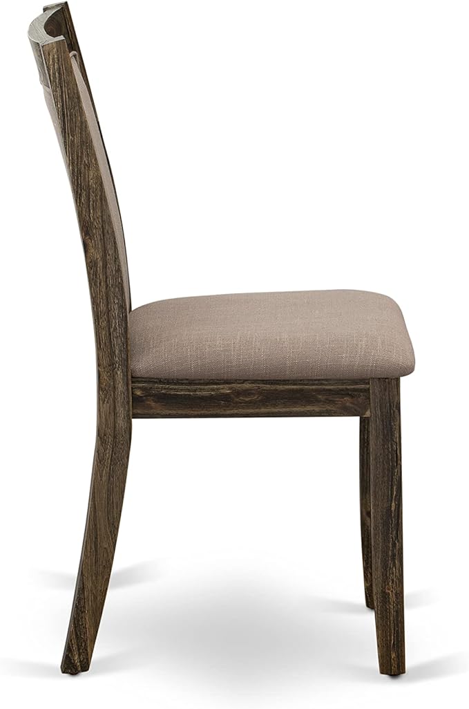 East West Furniture X727MZ748-7 7 Piece Dining Table Set Consist of a Rectangle Dining Room Table with X-Legs and 6 Coffee Linen Fabric Upholstered Chairs, 40x72 Inch, Multi-Color