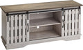 ROCKPOINT Modern Farmhouse Sliding Fence Door Stand for TVs up to 65 Inches, 58inch, White Wash