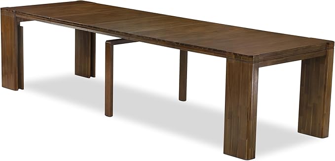 X07FO-B08-18 - 9 Pieces Dining Set Includes an Extendable Rectangle Kitchen Table, 7 Dining Chairs and 1 Modern Bench, 39x120 Inch, Antique Walnut
