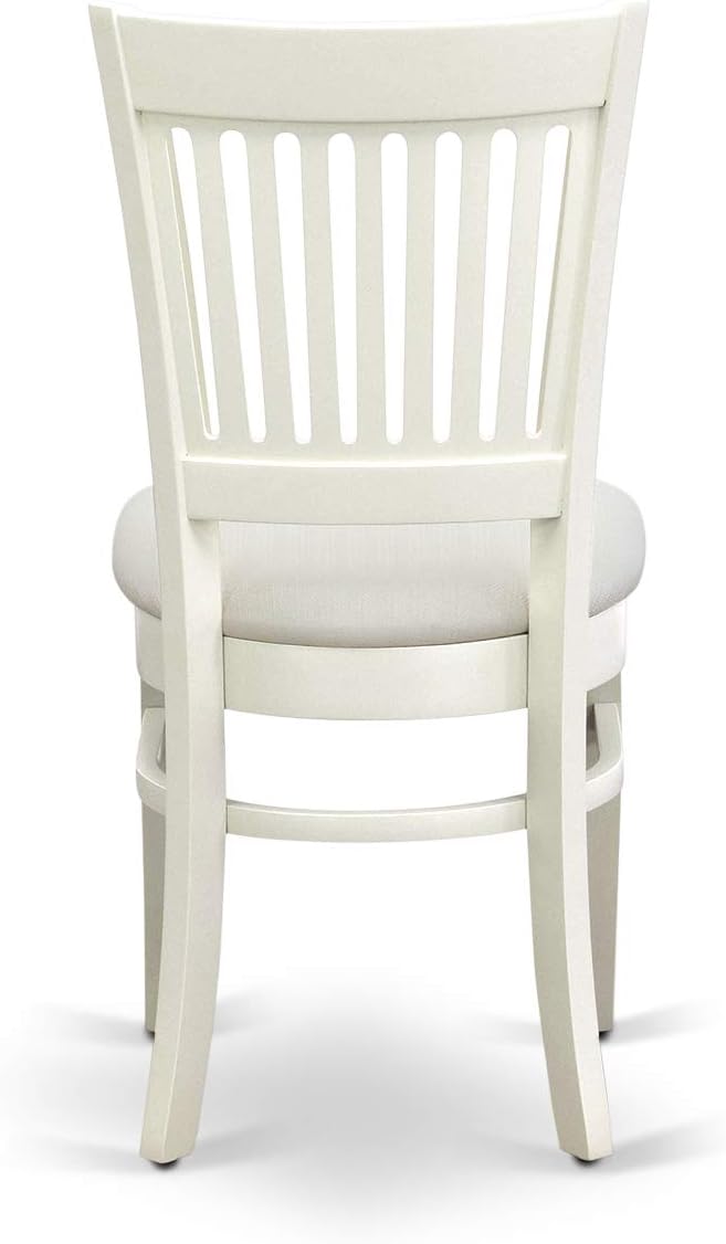 East West Furniture DLVA5-LWH-C 5 Piece Dining Table Set for 4 Includes a Round Kitchen Table with Dropleaf and 4 Linen Fabric Kitchen Dining Chairs, 42x42 Inch, Linen White