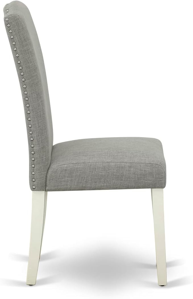 East West Furniture V097EN206-5 5 Piece Dining Table Set Includes a Rectangle Dining Room Table with V-Legs and 4 Dark Shitake Linen Fabric Upholstered Chairs, 40x72 Inch, Multi-Color