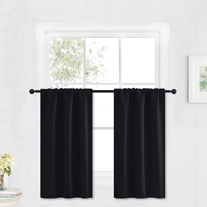 RYB HOME Kitchen Blackout Curtains Over Sink 36 inch Length, Rod Pocket Summer by RYBHOME