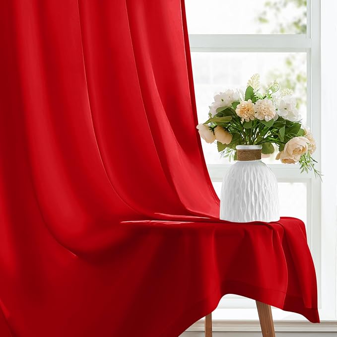 HOMEIDEAS Christmas Non-See-Through Red Privacy Sheer Curtains, 52 X 72 Inches - Image 5