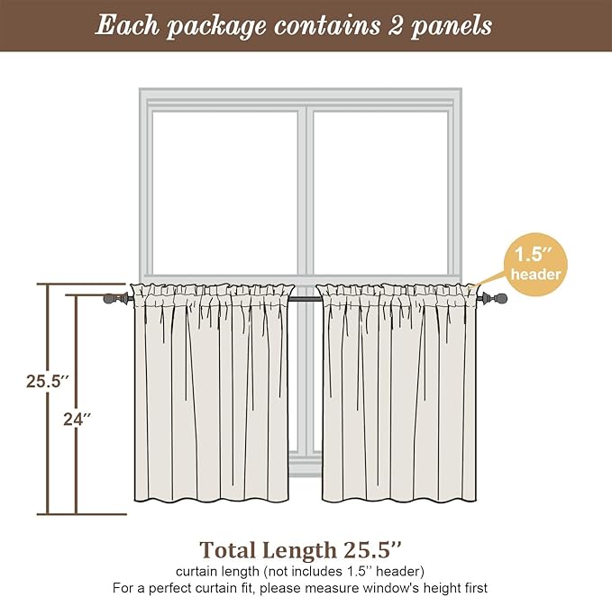 Chyhomenyc Charcoal Grey Sheer Curtains 24 Inch Length, Light Filtering Leaf - Image 4