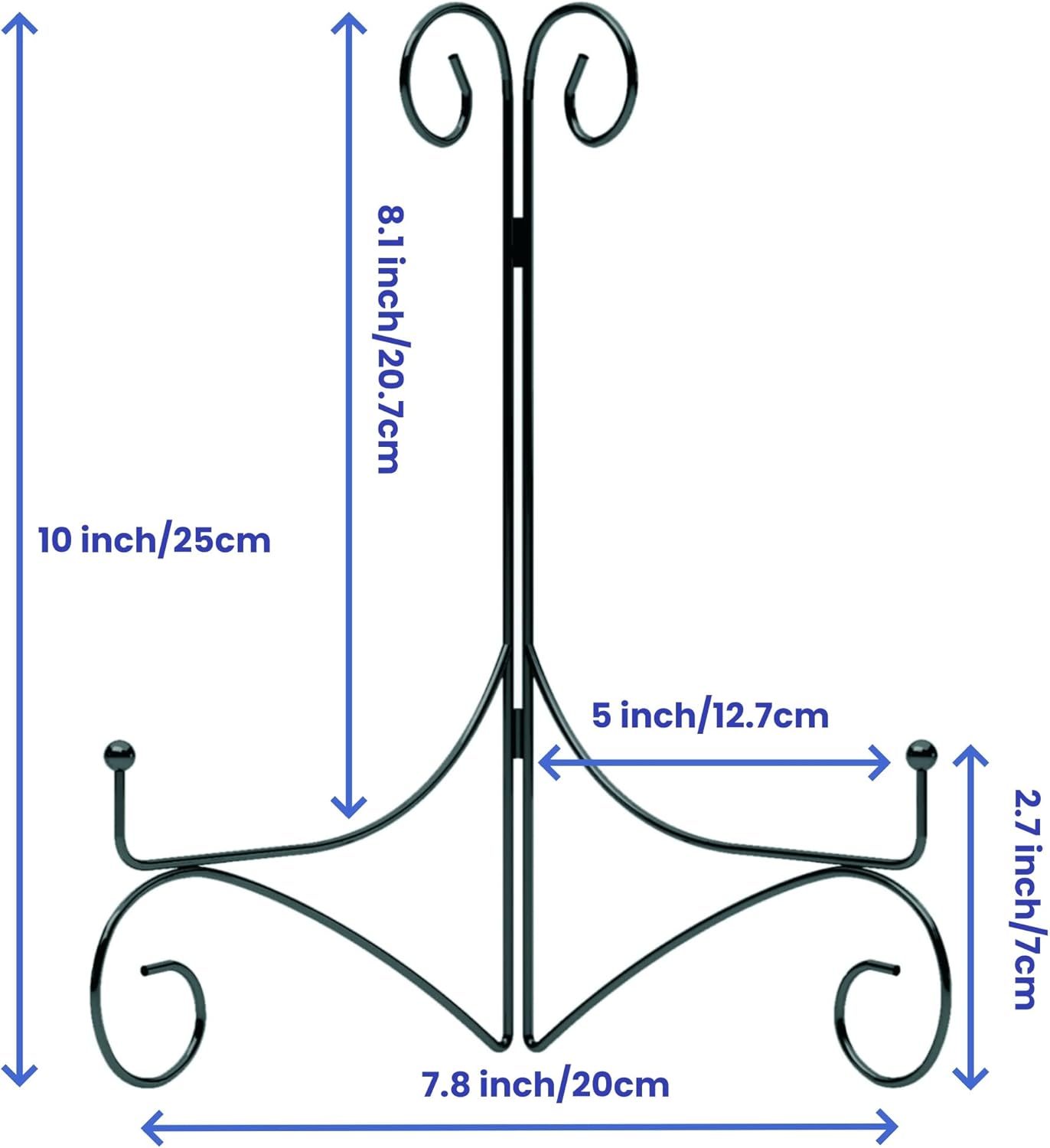10 Inch Display Plate Stand with Folding Design, Metal Plate Holder for Tables, Picture Easel for Home Decoration, Photo Frame Stand, Black, 2-Pack