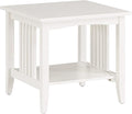 OSP Home Furnishings Sierra End Table with Lower Storage Shelf and Mission Style Side Panels, White