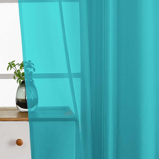 Valances for Windows 14 inch Length 2 Panels, Small Voile Sheer Curtains for - Image 4
