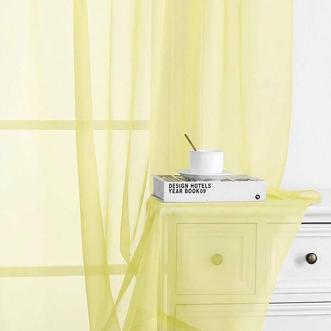 Chyhomenyc Sheer Curtains 63 Inch Length 2 Panels Set - Image 8