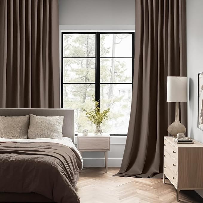 MIULEE Chocolate Brown Back Tab Blackout Curtains 120 Inch Long 2 Panels Set - Image 2