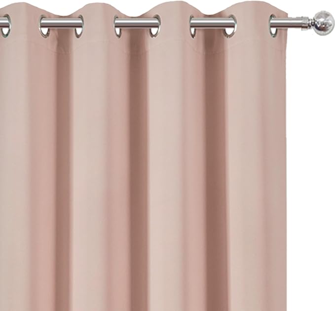 LEMOMO Blackout Curtains 66 x 54 Inch Long Blush Curtains Set of 2 Panels Room - Image 6