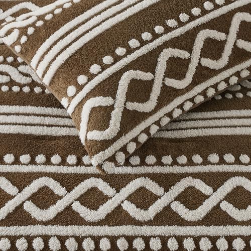 Wonderful Tufted Boho Comforter King, 3 Piece Flannel Fair Isle Geometric - Image 4