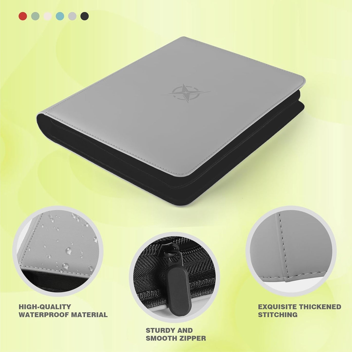 Trading Card Binder, Card Binder 9 Pocket for Trading Cards, Holds 540 Cards, Zippered Premium Card Collection Binder Album for Game Card, Sports Card, Yugioh, MTG (Carbon ash)