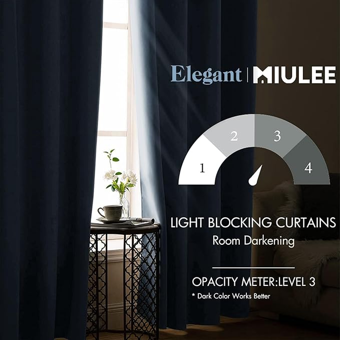 MIULEE Blackout Room Darkening Curtains Thermal Insulated Drapes Solid Window - Image 2