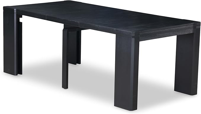 X07VE-BC6-50 - 10-Pc Dining Table Set a Kitchen Table with a coffee Table and wooden Bench & 7 Dark Gotham Grey Linen Fabric Dinner Chair, 39x120 Inch, Wire Brushed Black