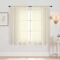 Cream Window Sheer Curtains 45 Inches Length, Voile Short Curtains by Home