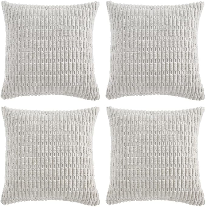 Fancy Homi 4 Packs Pure White Decorative Throw Pillow Covers 16x16 Inch by Fancy+Homi