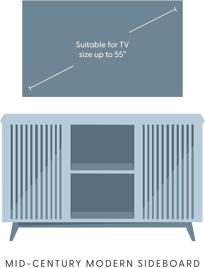 Plank+Beam Mid-Century Modern Wood TV Stand, Solid Wood Entertainment Console with Storage, 49" L x 16" W x 30" H, Black