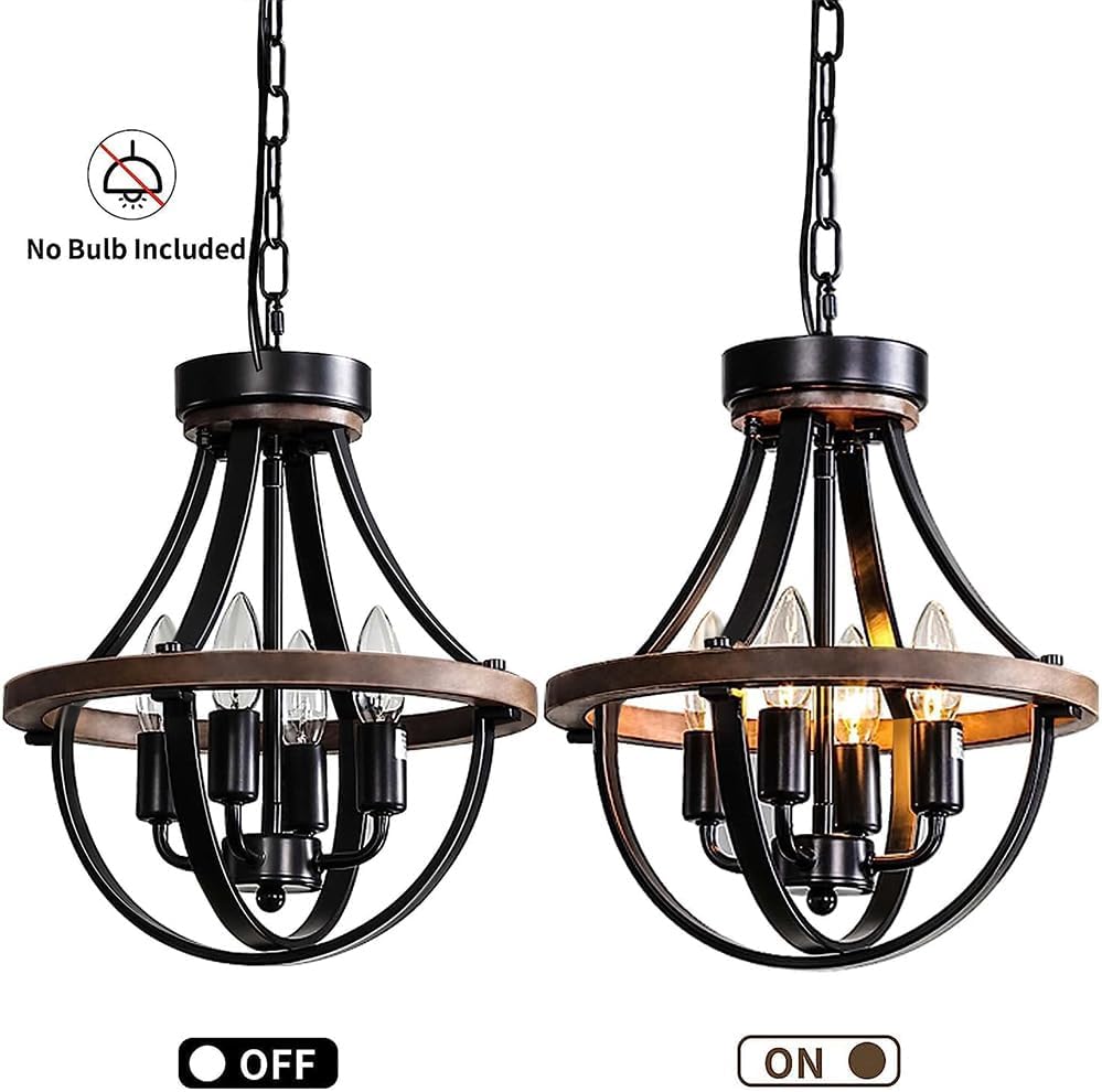 Farmhouse Modern Chandelier,16inch Rustic Vintage Ceiling Hanging Light Fixture, 5-Light Chandeliers for Living Room Entry Dining Room Hallway Foyer Entryway Kitchen Island Bedroom