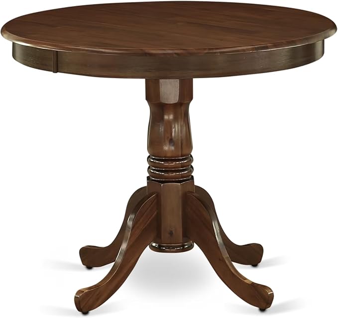 East West Furniture ANDA5-AWA-29 5 Piece Kitchen Table & Chairs Set Contains a Round Dining Table with Pedestal and 4 Polyester Fabric Upholstered Chairs, 36x36 Inch, Antique Walnut