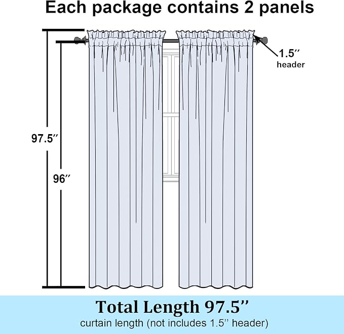 Simplebrand Light Green Sheer Curtains 96 Inches Long 2 Panels, Light Filtering - Image 8