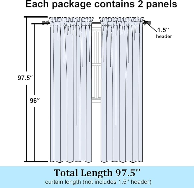 Simplebrand Hot Pink Sheer Curtains 96 Inches Long, Light Filtering Rod Pocket - Image 8