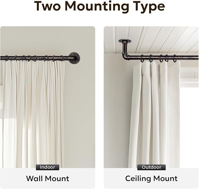Zeerobee Curtain Rods for Windows 32 to 48, 1 Inch Industrial Wrap Around - Image 5