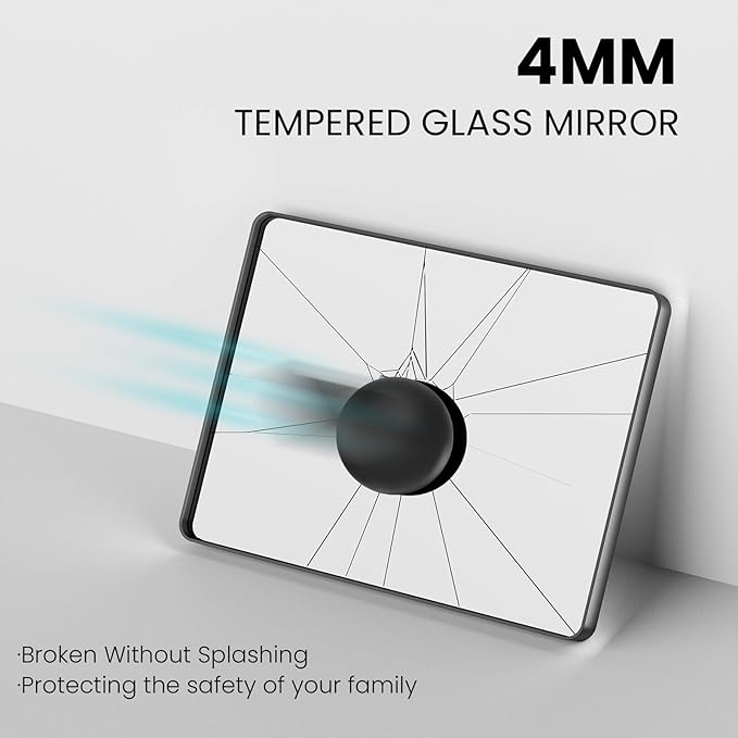 White Bathroom Mirror 48x30 Inch, White Metal Framed Bathroom Mirror for Wall, Rounded Rectangle Matte Bathroom Vanity Mirror, Tempered Glass, Anti-Rust, Horizontal/Vertical