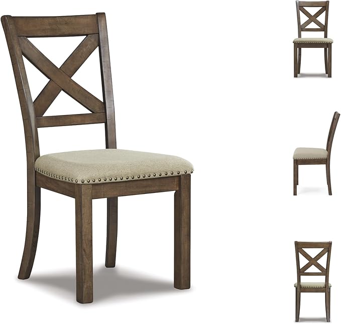 Signature Design by Ashley Moriville Modern Farmhouse 19" Upholstered Dining Room Chair, 2 Count, Brown