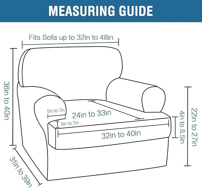 H.VERSAILTEX Sofa Cover 2 Piece T Cushion Armchair Slipcovers Thick Velvet Couch Cover Stretch T Cushion Sofa Covers for 1 Cushion Couch with 1 Individual T Cushion Covers, Mocha