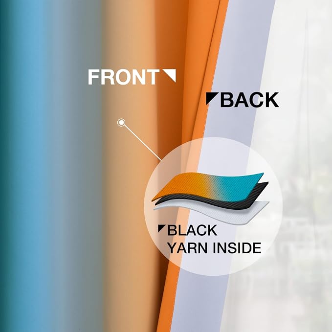 Yakamok Ombre Orange and Blue Curtains - Image 4