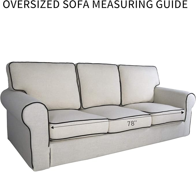 PureFit Reversible Sofa Couch Cover Water Resistant Couch Covers for 3 Cushion, Washable Furniture Cover with Non-Slip Foam and Adjustable Strap for Dogs, Pets (Oversized Sofa, Black/Beige)