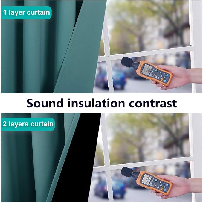 NICETOWN 100% Blackout Curtains 54 inches Long, Sea Teal, 1 Pair, 42 inches - Image 4