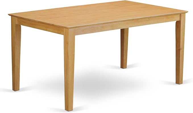 East West Furniture CAAB7-OAK-55 7 Piece Dining Table Set Consist of a Rectangle Dining Room Table and 6 Oasis Blue Faux Leather Upholstered Parson Chairs, 36x60 Inch, Oak