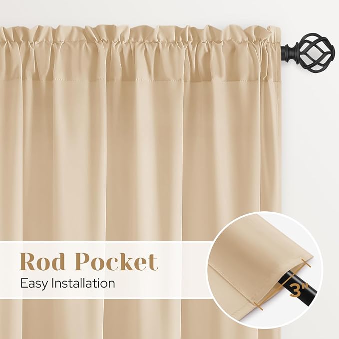 HOMEIDEAS Non-See-Through Beige Privacy Sheer Kitchen Curtains, 30 X 36 Inches - Image 5