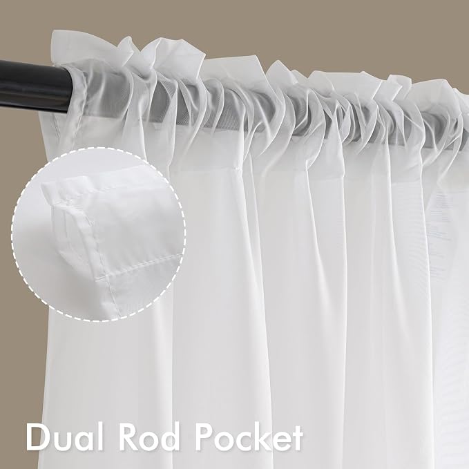 MIULEE White Valance for Windows, 4 Panels Set, Light Filtering Small Short - Image 3