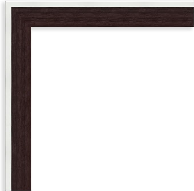 Amanti Art Wall Mirror 33x43 Maya Espresso Silver Rectangle Bathroom Mirror for Wall Decor Living Room, X-Large Modern Frame, Hangs Horizonally and Vertically, Bathroom Decor, Beveled Edge