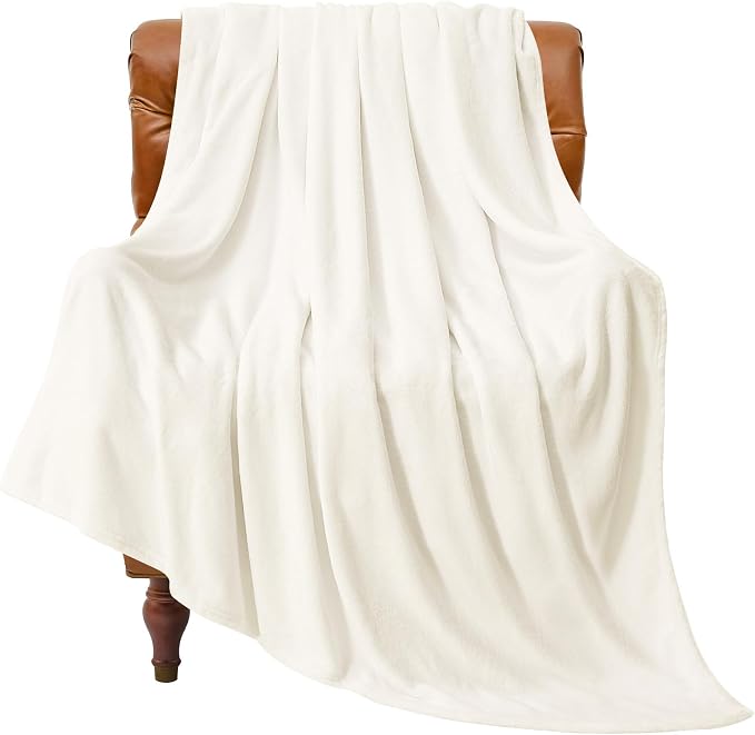 BEDELITE Fleece Blanket Twin Size Cream Throw Blankets by BEDELITE