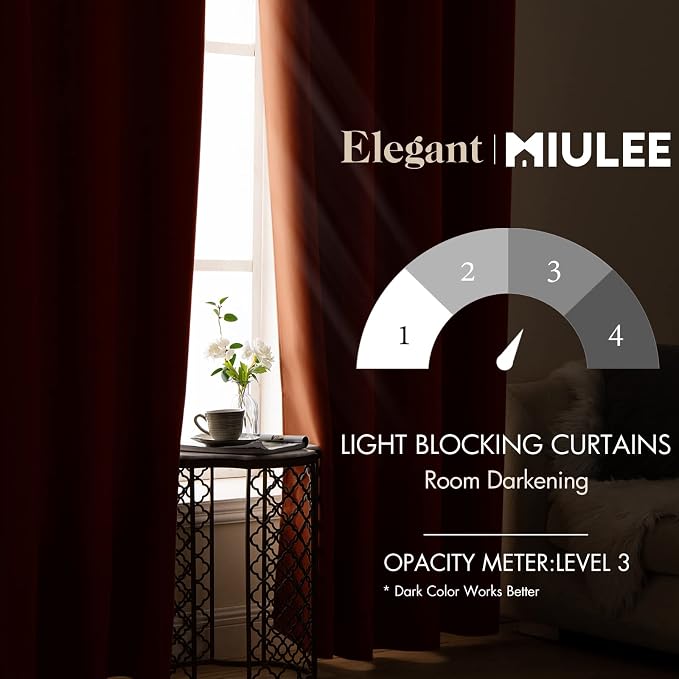MIULEE Blackout Curtains Room Darkening Thermal Insulated Fall Drapes Solid - Image 2