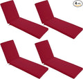 Chaise Lounge Cushions Outdoor Set of 4 - Waterproof and Fade Resistant Sun Lounger Replacement Cushions - Patio Lounger Pads with Removable Cover for Pool, Deck, Lawn, 80 x 26 x 3 Inch, Red