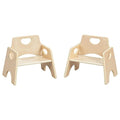 ECR4Kids Stackable Wooden Toddler Chair, 6in, Kids Furniture, Natural, 2-Pack