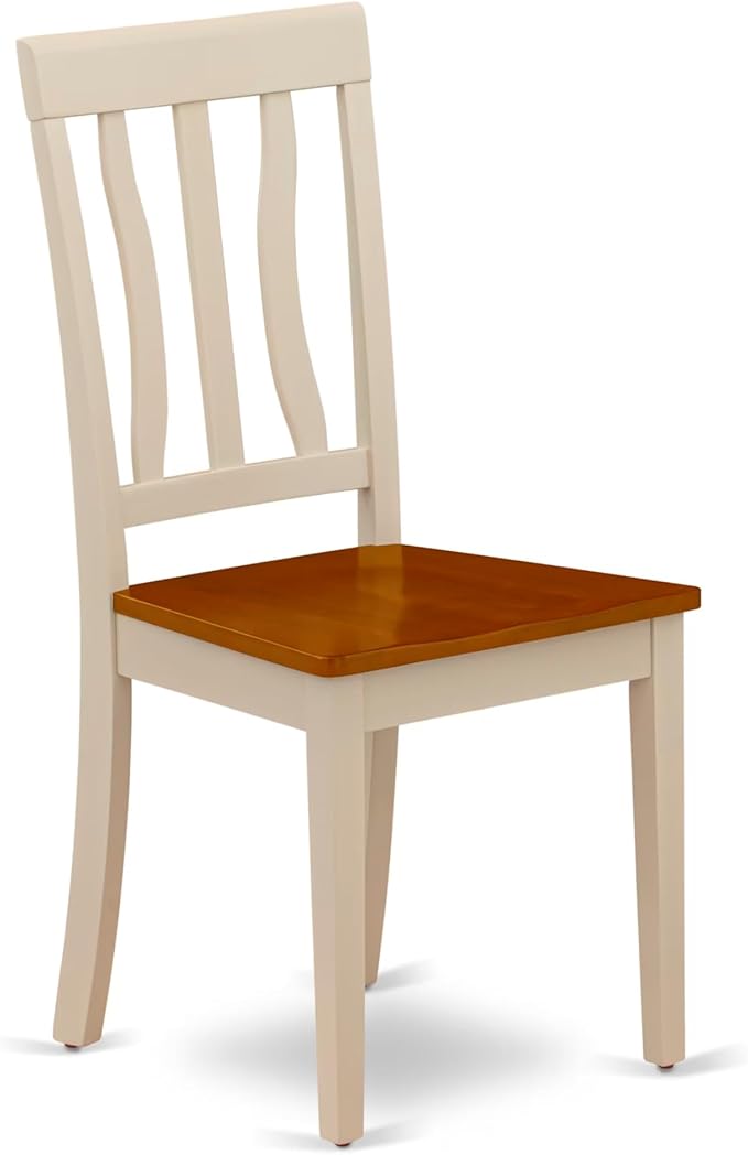 East West Furniture DLAN3-BMK-W 3 Piece Dinette Set for Small Spaces Contains a Round Dining Table with Dropleaf and 2 Kitchen Dining Chairs, 42x42 Inch, Buttermilk & Cherry