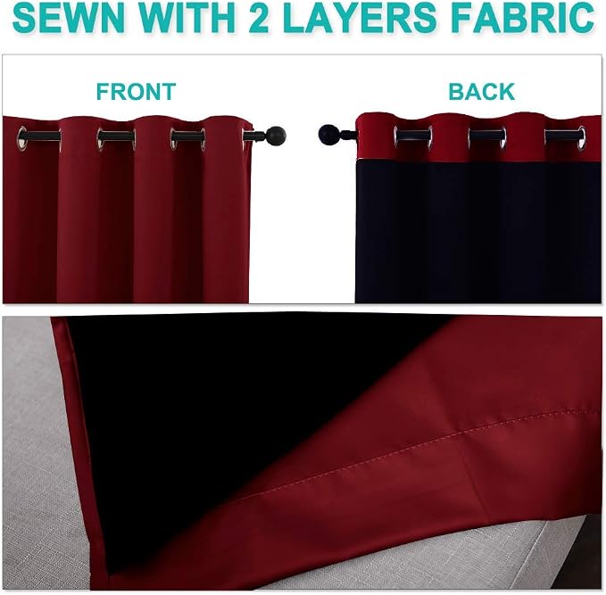 NICETOWN Blackout Curtains 80 inches Long, Full Light Blocking Drapes - Image 5