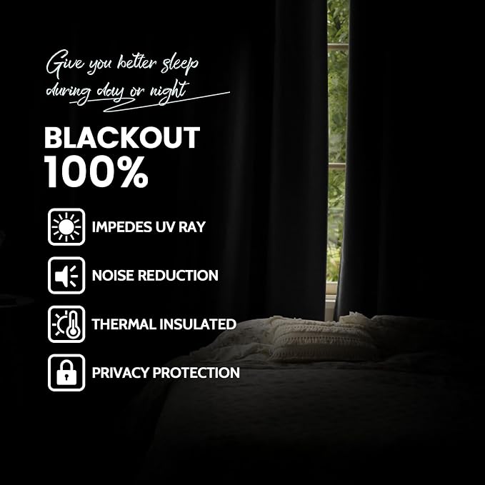 Yakamok Room Darkening 100% Blackout Curtains Grommet Window Treatments - Image 2