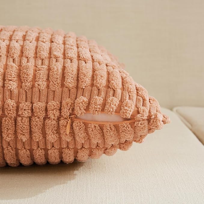 Fancy Homi 4 Packs Peach Decorative Throw Pillow Covers 16x24 Inch - Image 3