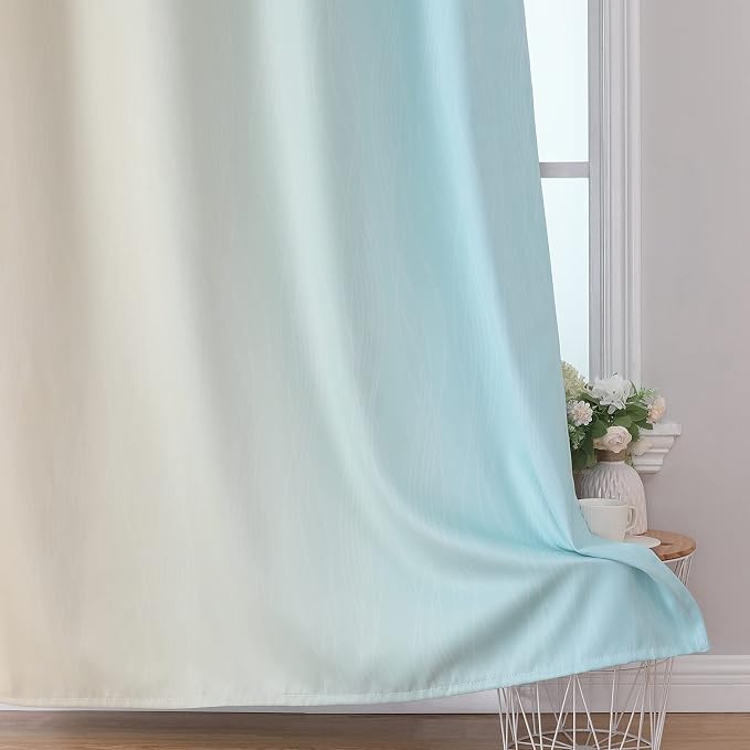 Estelar Textiler Beige and Aqua Blackout Curtains - Image 6
