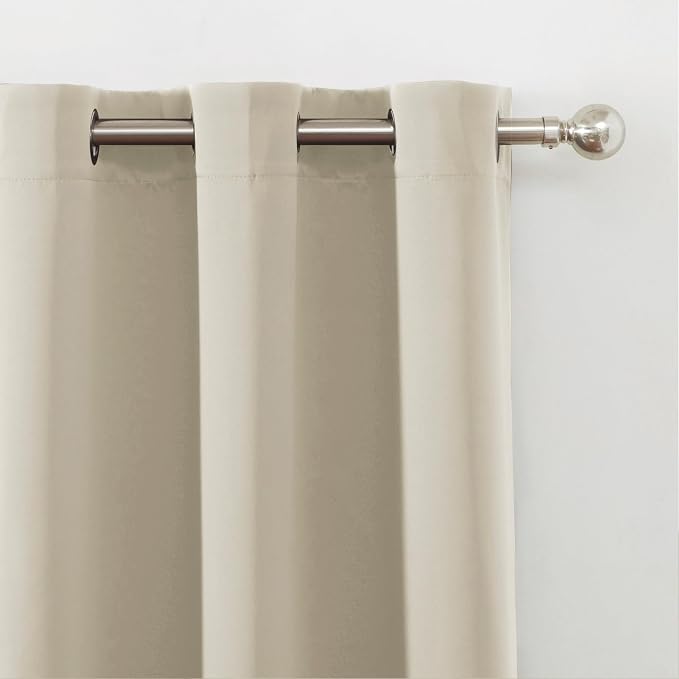 LEMOMO Blackout Curtains 52 x 120 Inch Long Light Beige Curtains Set of 2 - Image 6