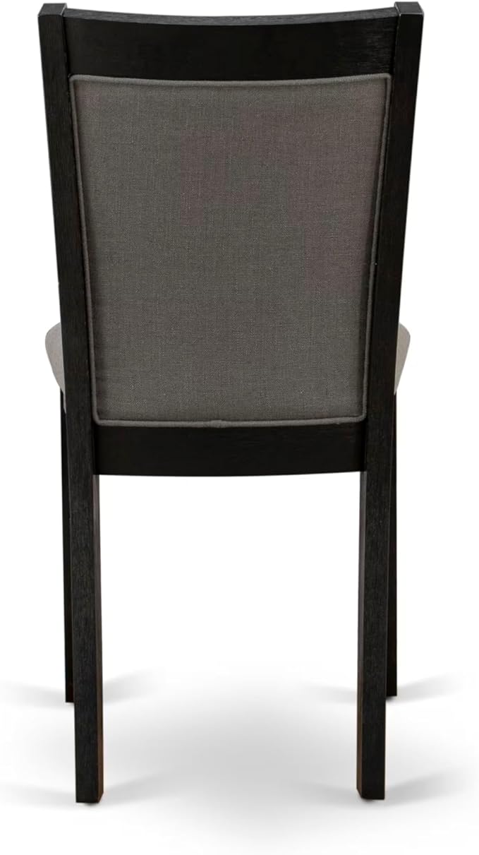 East West Furniture V677MZ650-7 7 Piece Dining Room Set Consist of a Rectangle Dining Table with V-Legs and 6 Dark Gotham Grey Linen Fabric Upholstered Chairs, 40x72 Inch, Multi-Color
