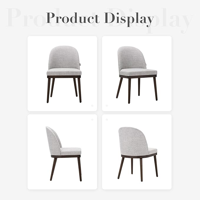 COLAMY Upholstered Dining Chairs Set of 4, Large Dining Room Kitchen Chairs with High Back and Deep Seat, Modern Fabric Dinner Chairs with Wood Legs, Light Grey