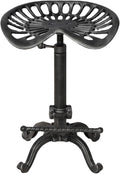 Rustic Tractor Seat Bar Stool Cast Iron Saddle Seat Industrial Counter Stools 20-27inch Height Adjustable