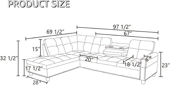 L-Shaped Sectional Sofa, Modern Sectional Couches Home Sofas for Living Room with Movable Chaise, Modular Living Room Sets Furniture for Apartment Bedroom & Office, Red